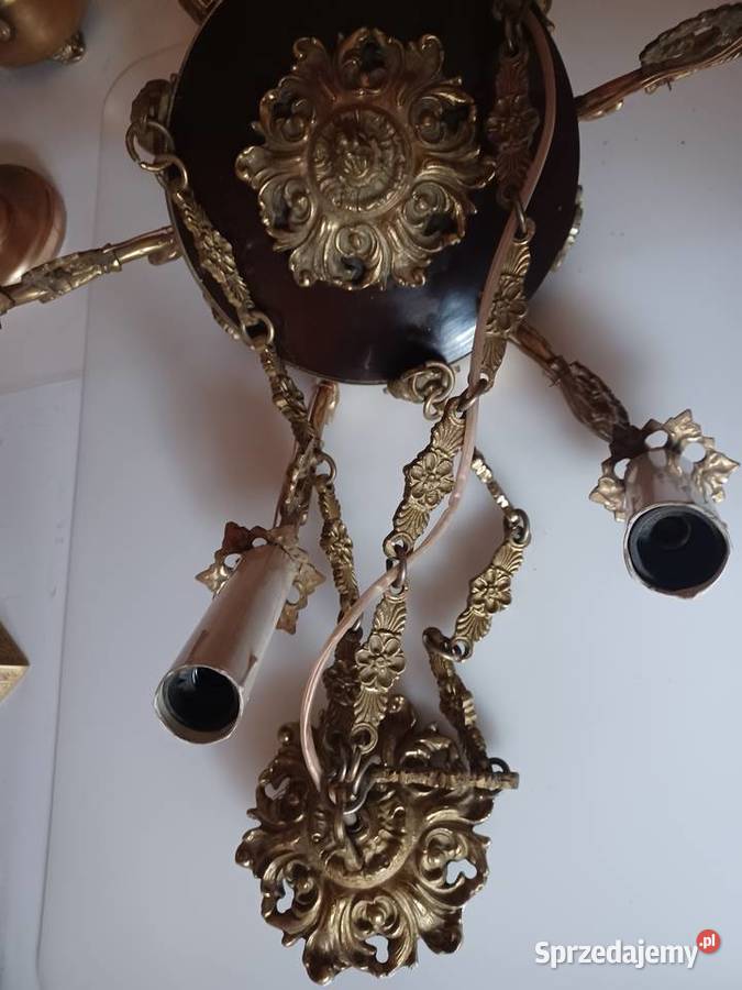 Piękny mosiężny masywny żyrandol Oświetlenie Poznań