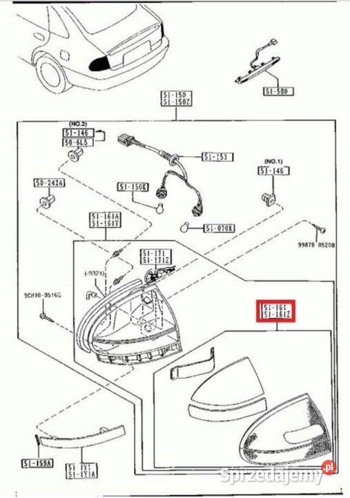 KLOSZ LAMPY LEWY TYŁ MAZDA 626 9112 ORYGINAŁ osobowe