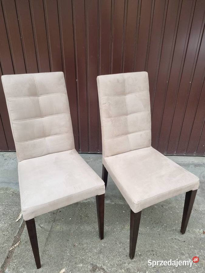 Krzesło tapicerowane welur beżowe stan odbiór 41cm mazowieckie Płock