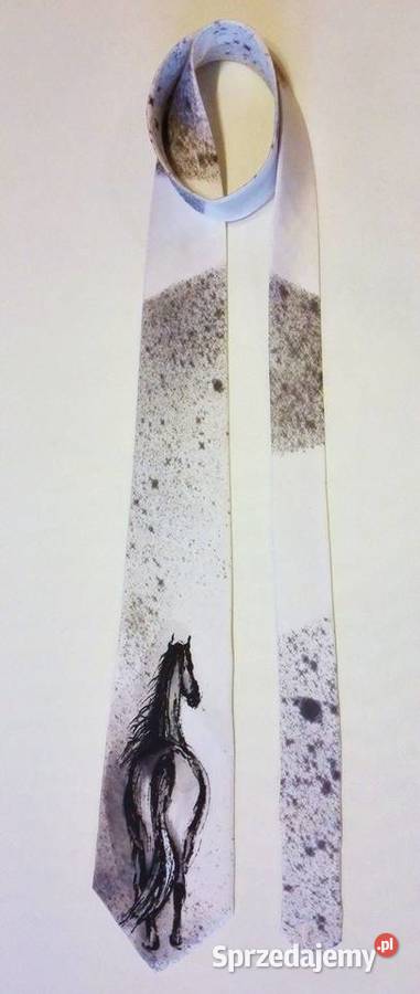 Krawat jedwabny ręcznie malowany ptKoń