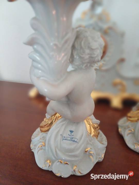 Porcelanowy zegar kominkowy z dwoma cherubinami Olsztyn