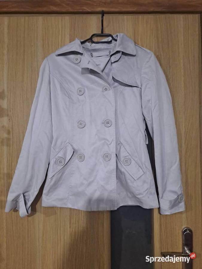 Jasny krótki płaszcz damski dwurzędowy Klasyczna Parczew