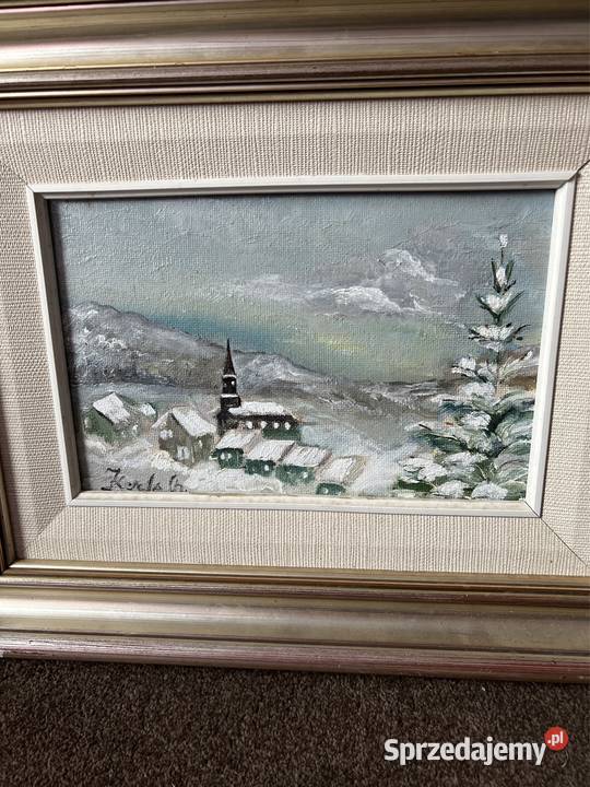 Obraz olejny zima sygnowany