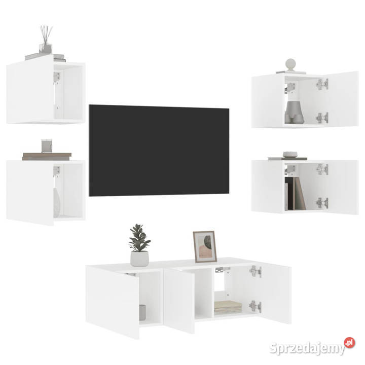 6częściowy zestaw mebli TV z LED biały WM3216811 Warszawa