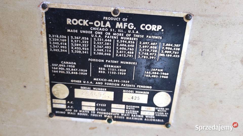 Szafę grającą ROCKOLA 425 Grand Prix z 1959 roku Biłgoraj