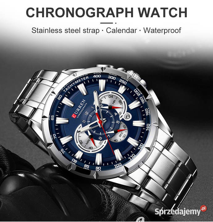 Duży zegarek męski Curren sportowy chronograf męskie Zegarki Gorzów Wielkopolski