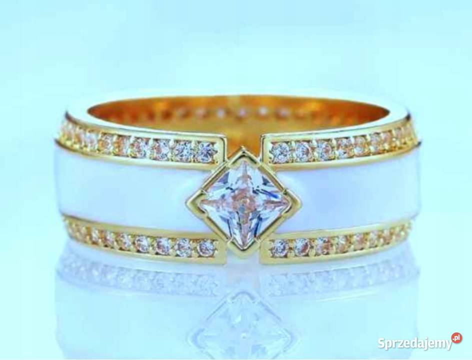 Przepiękny Efektowny PierścionekObrączka Emalia Poraj