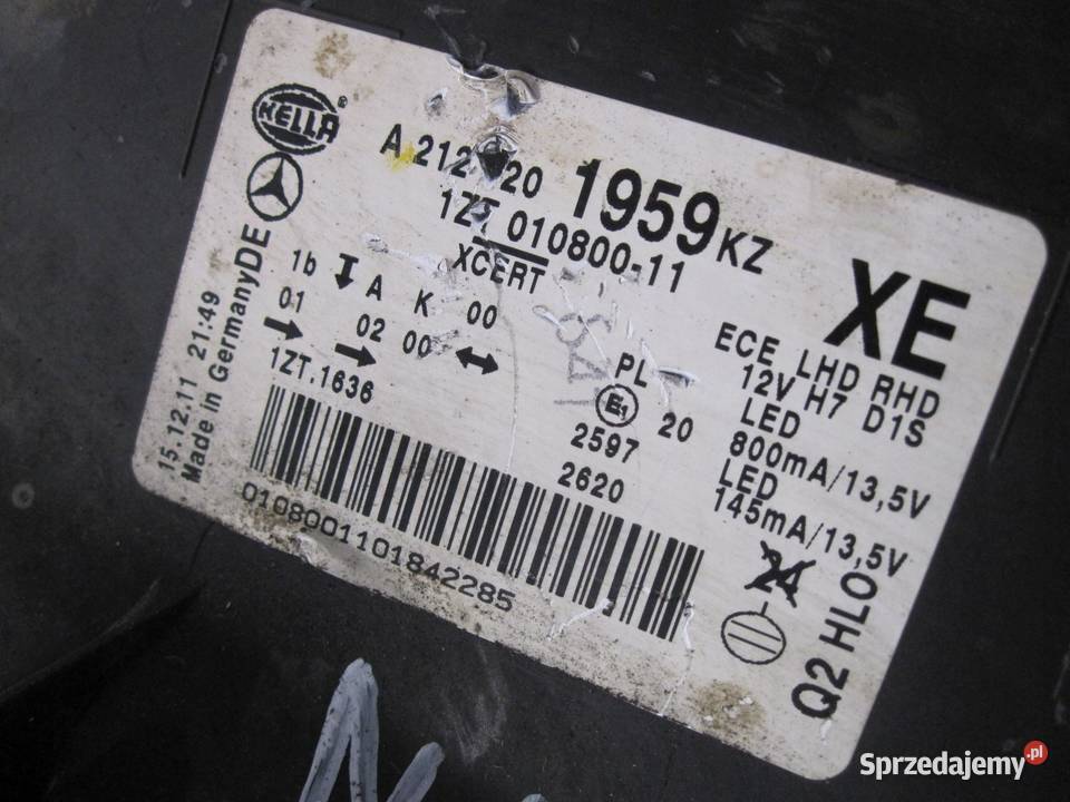 MERCEDES E IV W212 12r lampa lewa przód osobowe