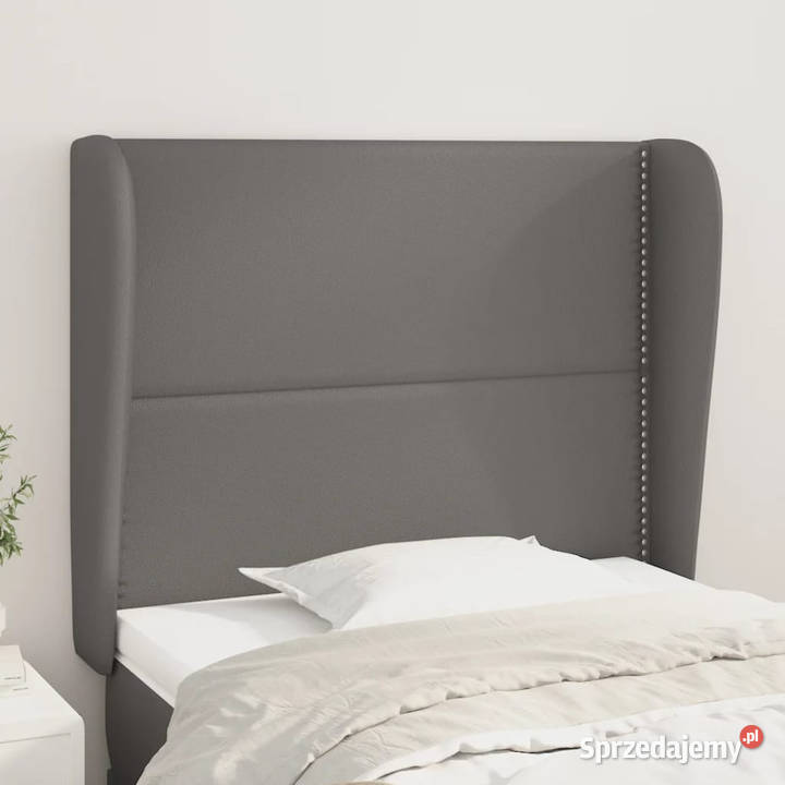 Zagłówek uszak szary 93x23x118128 sztuczna skóra mazowieckie Warszawa