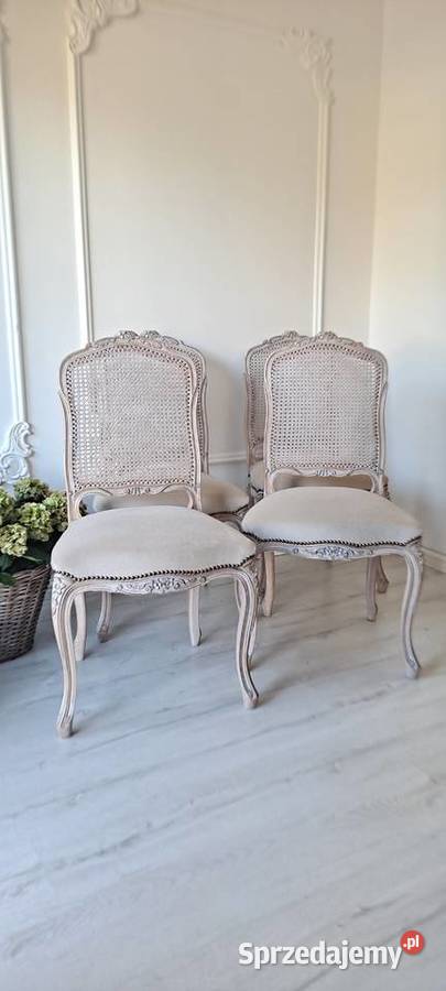 Stylowe krzesła rafia Shabby Chic Ludwik Krzesła Szczecin