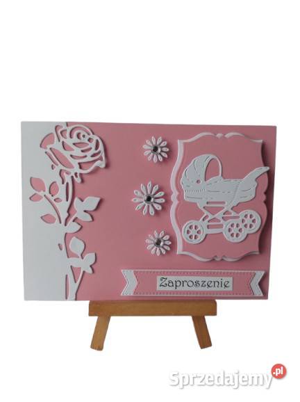 Zaproszenia Chrzest Święty Wózek Róża C6 Róż Poznań