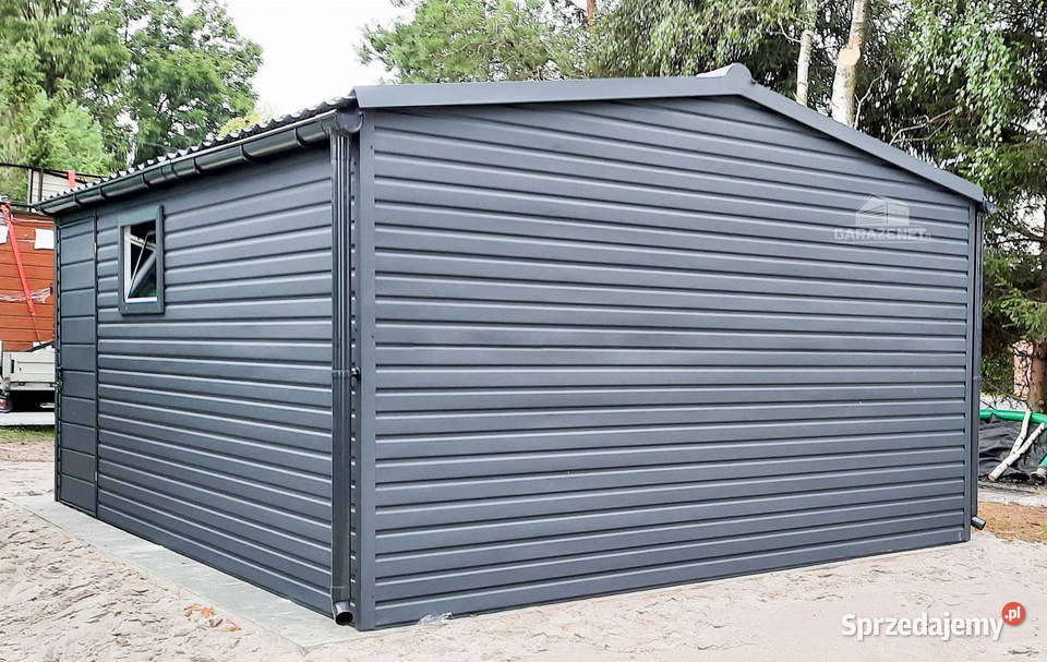 GARAŻ BLASZANY 5m x 6m DWUSPAD BRAMA UCHYLNA Łapanów