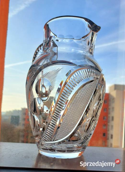 Piękny dzbanek kryształowy PRL Wrocław