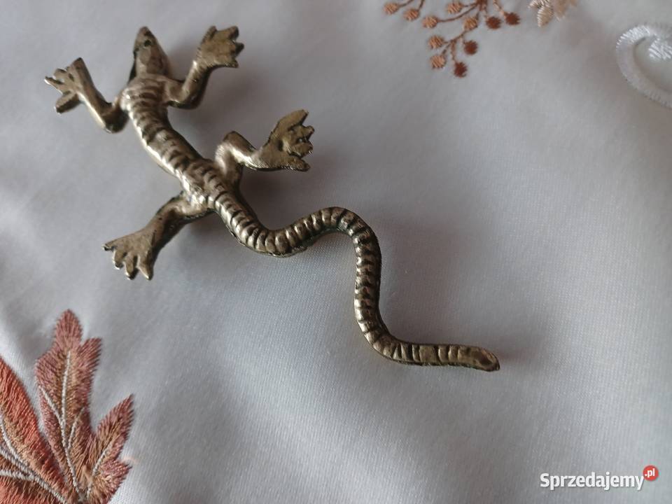Jaszczurka Piękna figurka jaszczurki Mosiądz Poznań