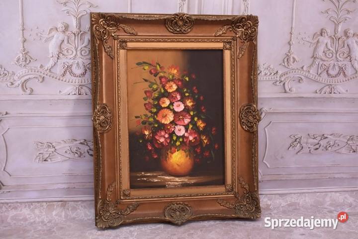 Obraz na Płótnie Kolorowe Kwiaty w Wazonie Złota Kraków