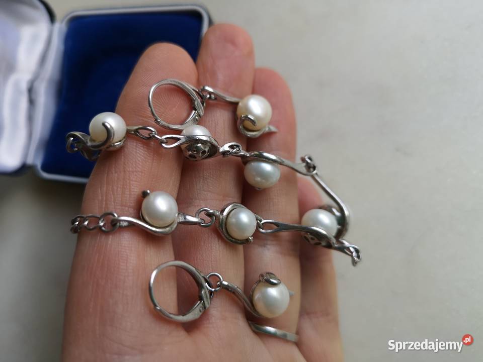 komplet biżuterii z perłami srebro Zegarki i Biżuteria Toruń sprzedam