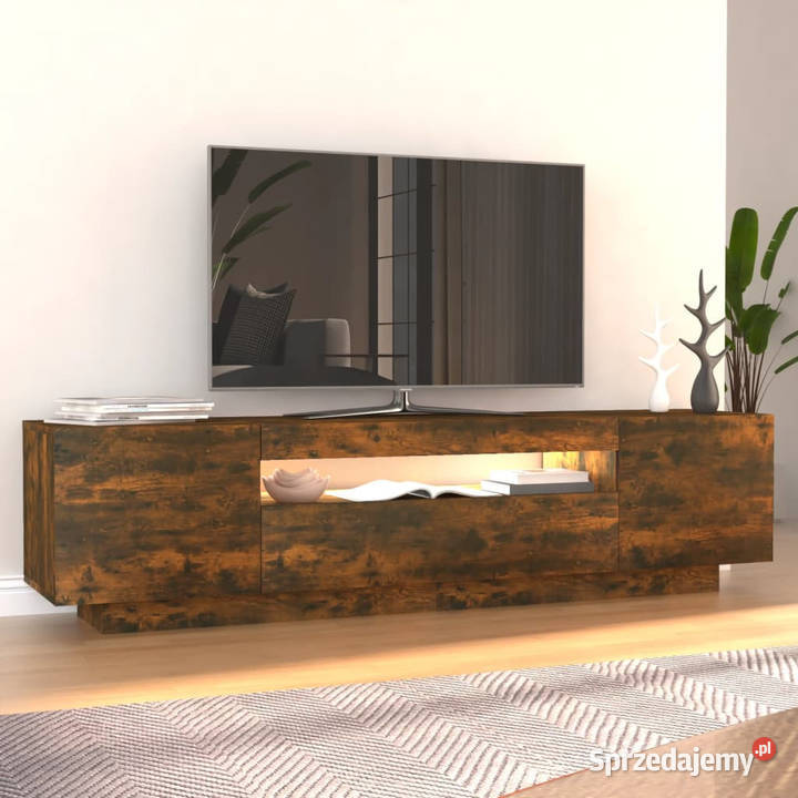 Szafka pod TV z oświetleniem LED przydymiony dąb Warszawa