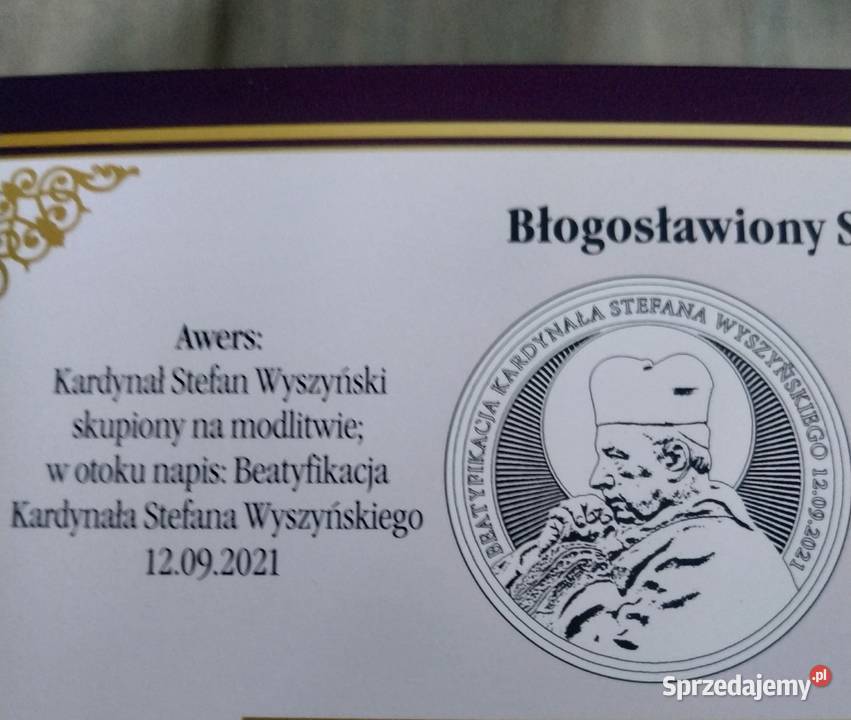 Moneta Stefan Wyszyński lustrzanka Bolesławiec sprzedam
