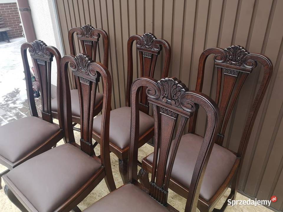 Krzesła Dębowe Wysokie Politura Stare Antyk Swarzędz