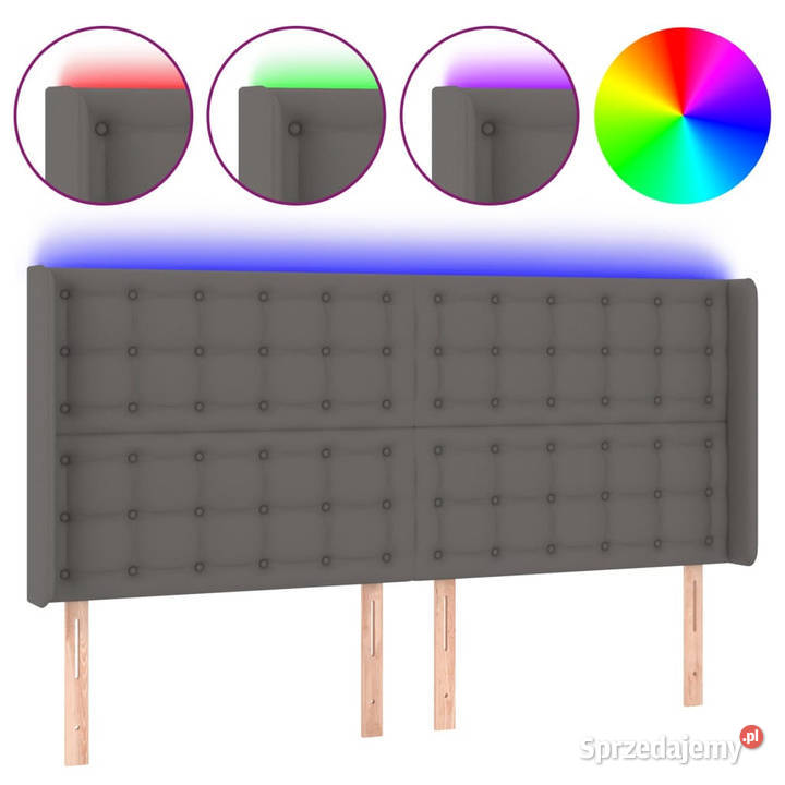 Zagłówek do łóżka z LED szary 163x16x118128 mazowieckie Warszawa