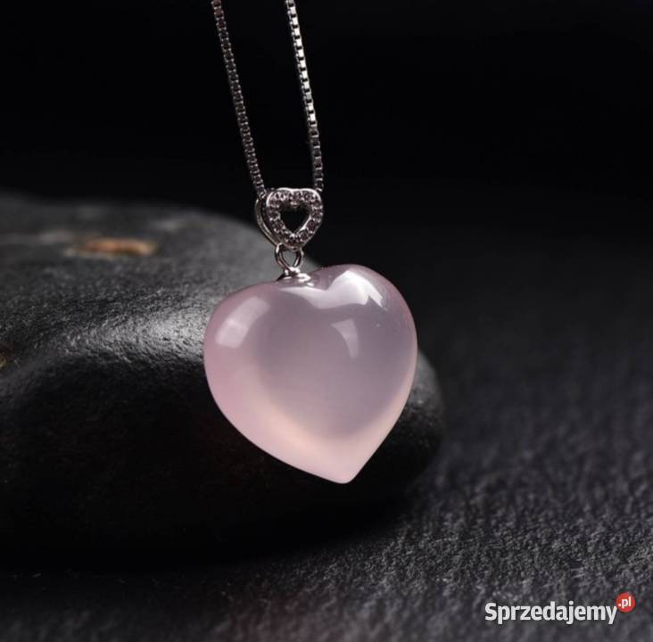 Naszyjnik serce srebro S925 z kwarcem różowym Tuchola