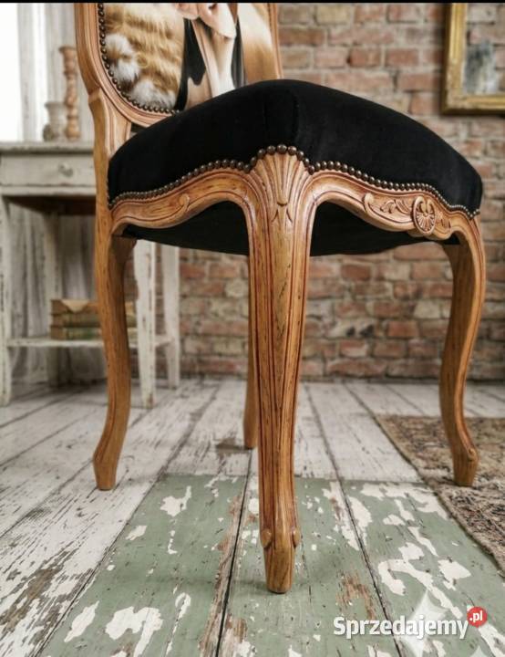 Stylowe krzesło ludwikowskie z zabawnym motywem 88cm Goleniów