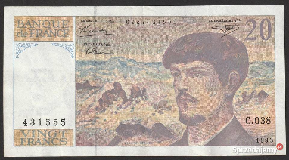 FRANCJA 20 FRANKÓW 1993 Claude Debussy C038 Łódź
