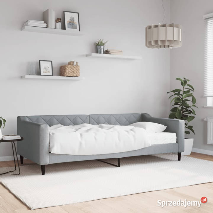 Sofa z materacem do spania jasnoszara tkanina mazowieckie Warszawa