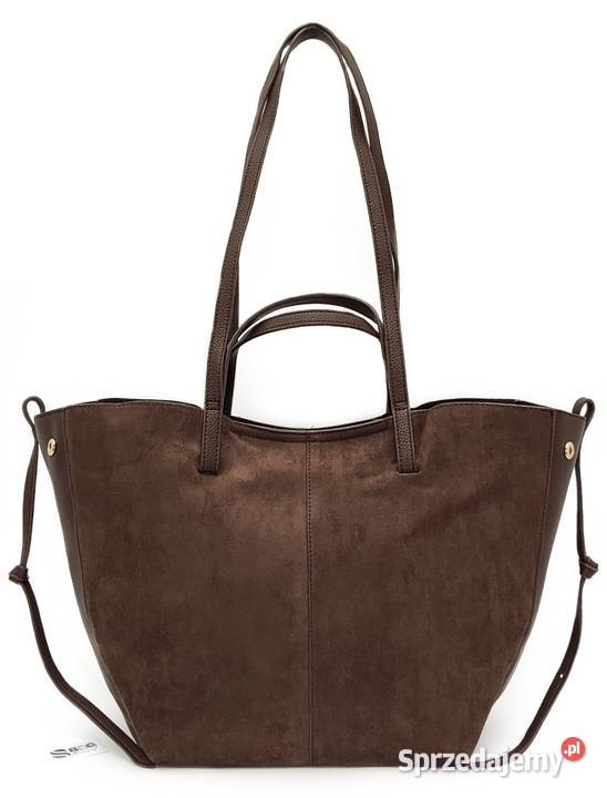 Torebka Czekoladowa Zamsz GALLANTRY Poszerzana Moda i Styl Warszawa