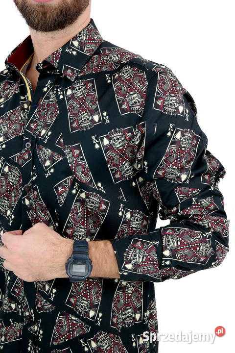 DANIEL BESSI Koszula Męska Fb045 Czarna KARTY Ostrów Wielkopolski