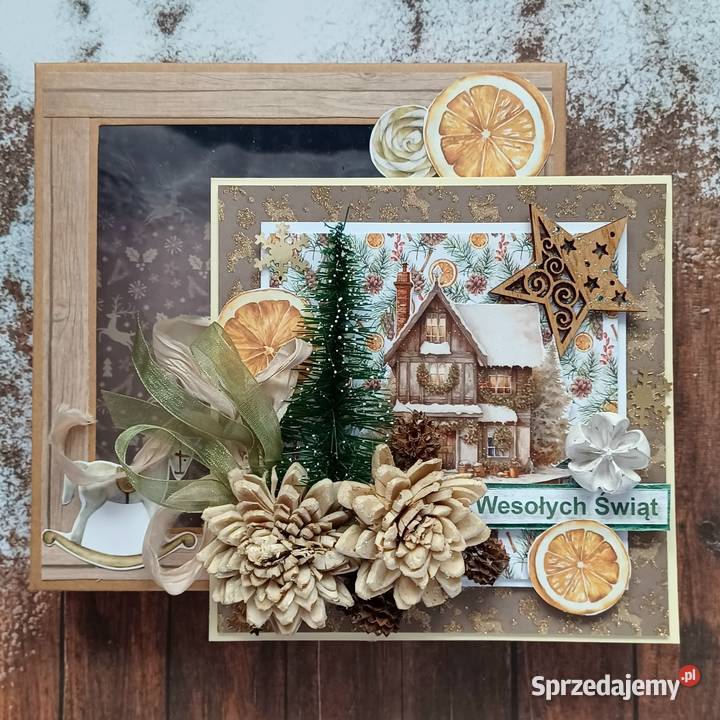 Kartka świąteczna z pudełkiem hand made Mszana Dolna