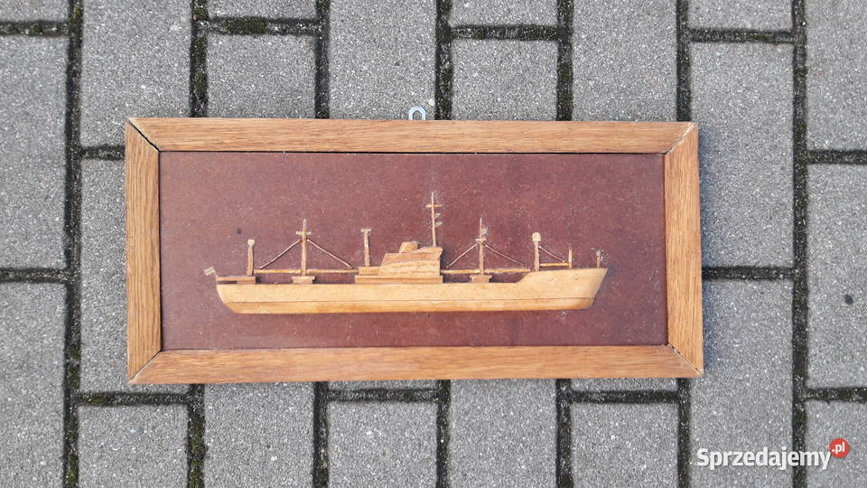 Statek obrazek na ścianę Marynistyka PRL lata 50 Gdynia sprzedam