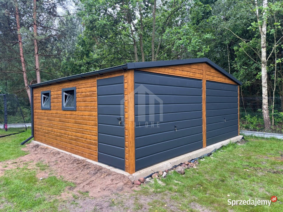 Garaż blaszany 6x5m 2x brama uchylna 2x okno blacha Piła