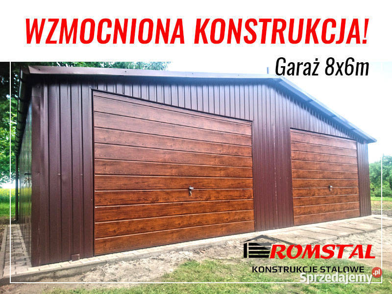Garaż Blaszany DREWNOPODOBNY 8x6m Wiaty Romstal Inowrocław