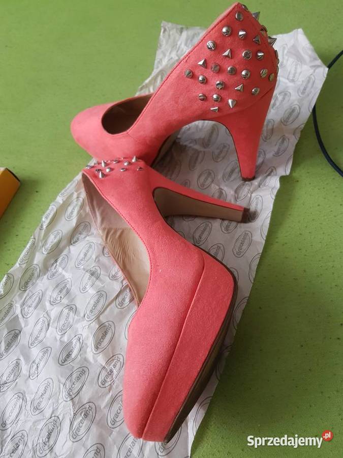 NOWE Buty na obcasie koralowe łososiowe kolce Wrocław