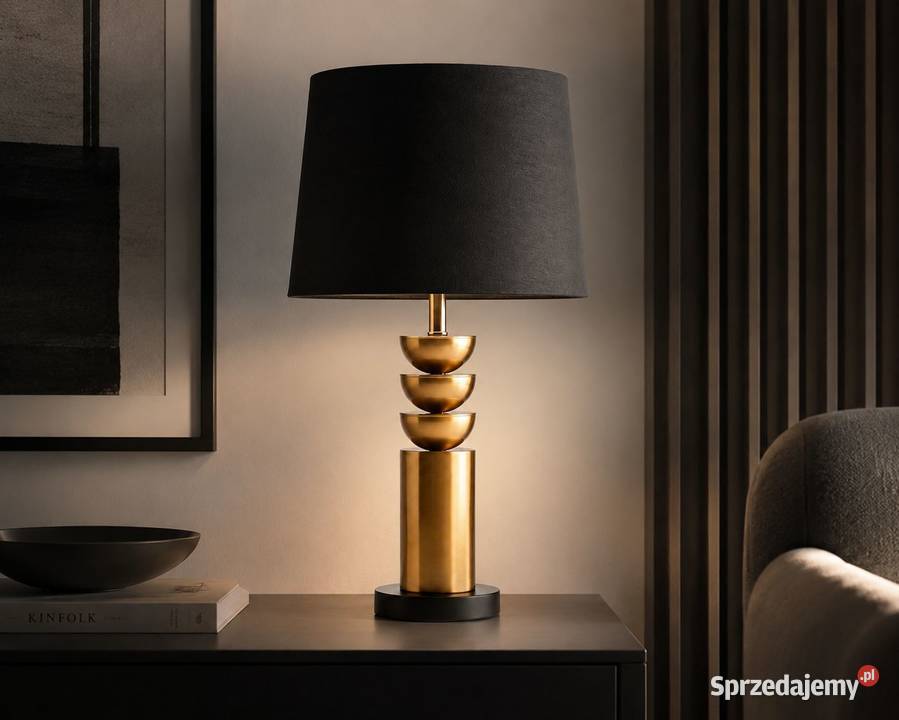 Czarno złota lampa stołowa modern luxury 56 Golkowice