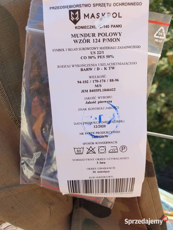 Mundur Polowy Wzór 124PMON rozmiar MS nowy Skierniewice