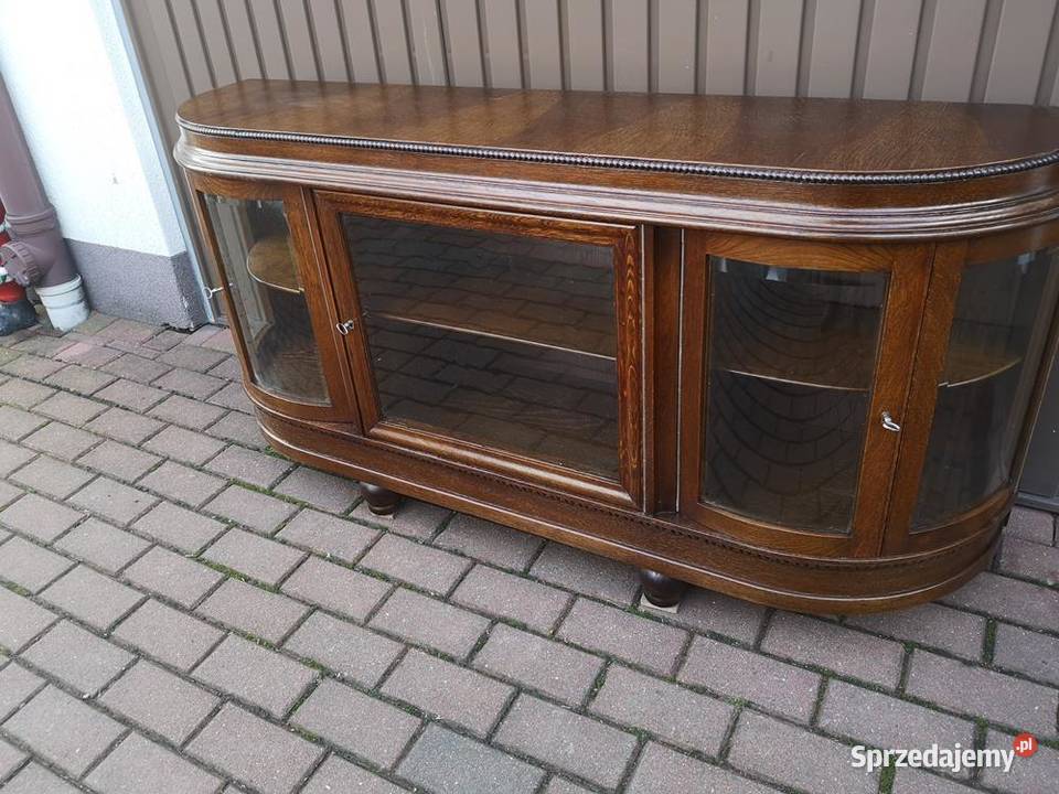 Komoda Witryna Dębowa Niska RTV Stara Antyk Swarzędz