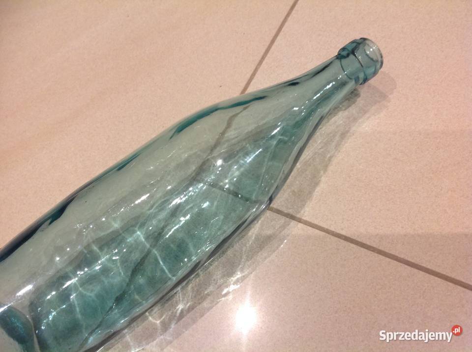 Stara Butelka Szklana Błękitne Szkło Nowa Sól