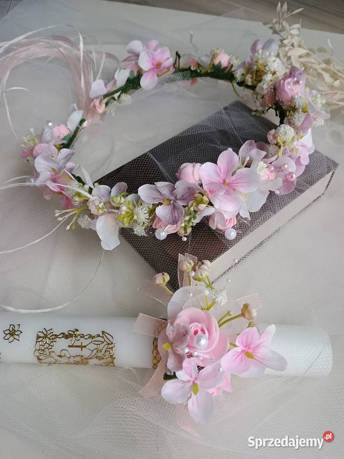 Wianek komunijny jasny róż Poznań