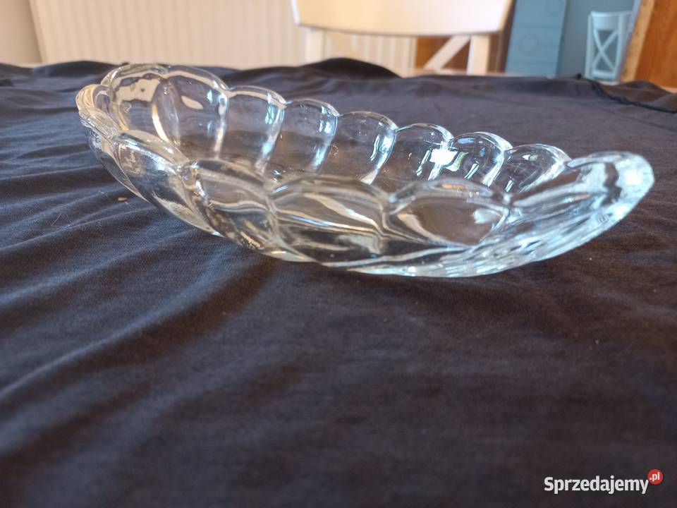 Szklana Zabytkowa duża petera śledziówka Huta Porcelana i szkło Piastów