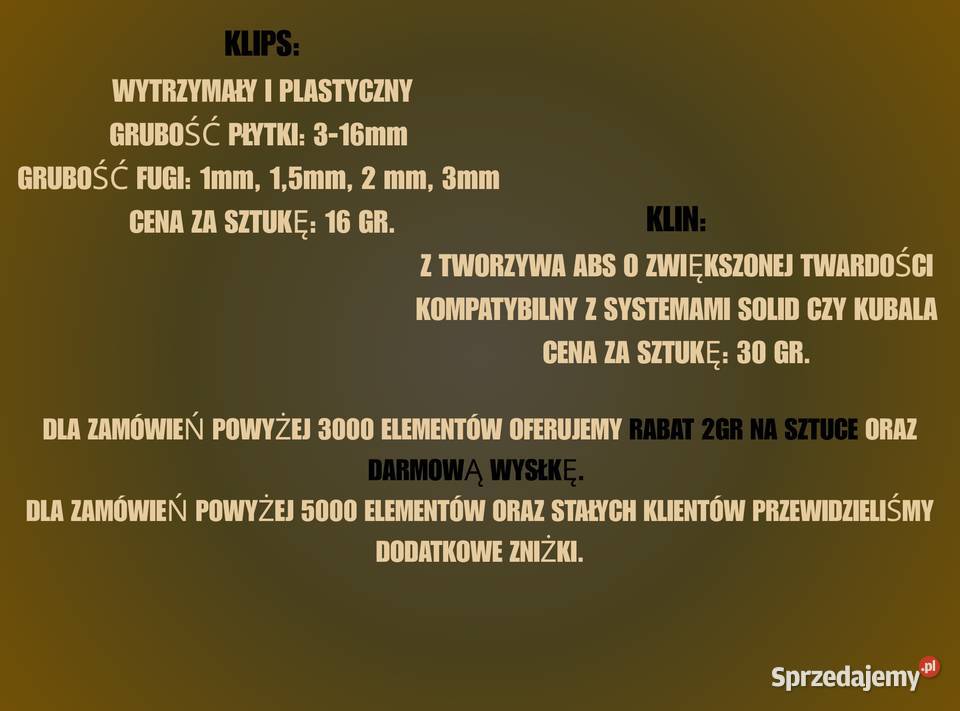 SYSTEM POZIOMOWANIA fuga 2mm HURT 5000 elementów Katowice