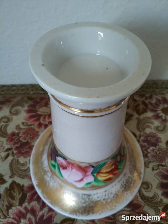 Porcelana duo wazon i świecznik wianek kwiatów Gorlice