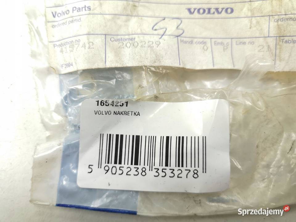 NAKRĘTKA VOLVO 1654251 NOWA ORYGINAŁ