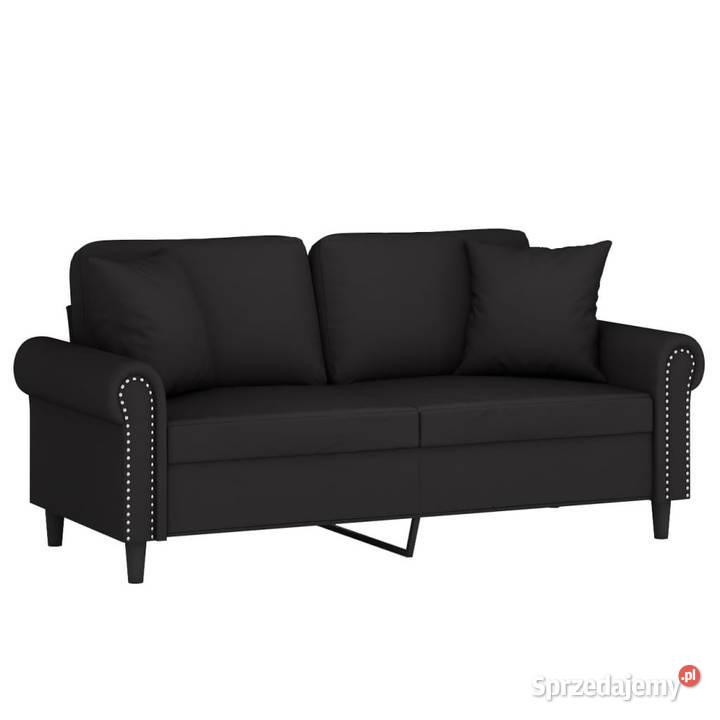 2osobowa sofa z poduszkami czarna 140 aksamit Warszawa