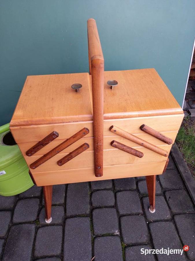 Duży niciak bukowy rozkładany PRL vintage