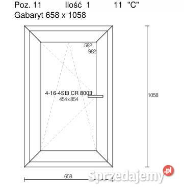 Okno PCV 658 x 1058 MAHOŃ ZEWNĄTRZ Krasnosielc