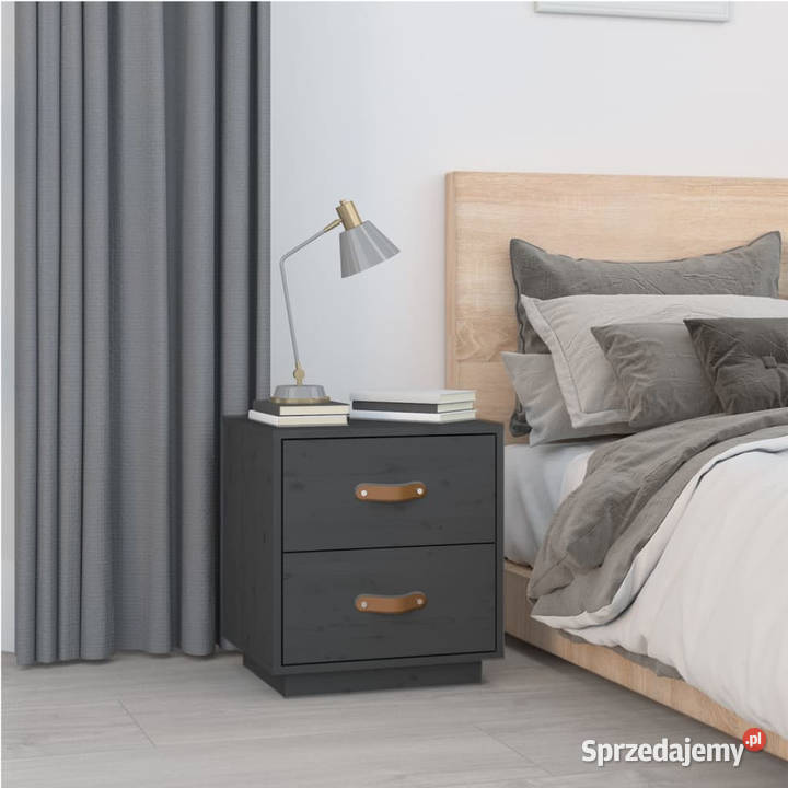 Szafki nocne 2 szare 40x34x45 lite drewno Warszawa