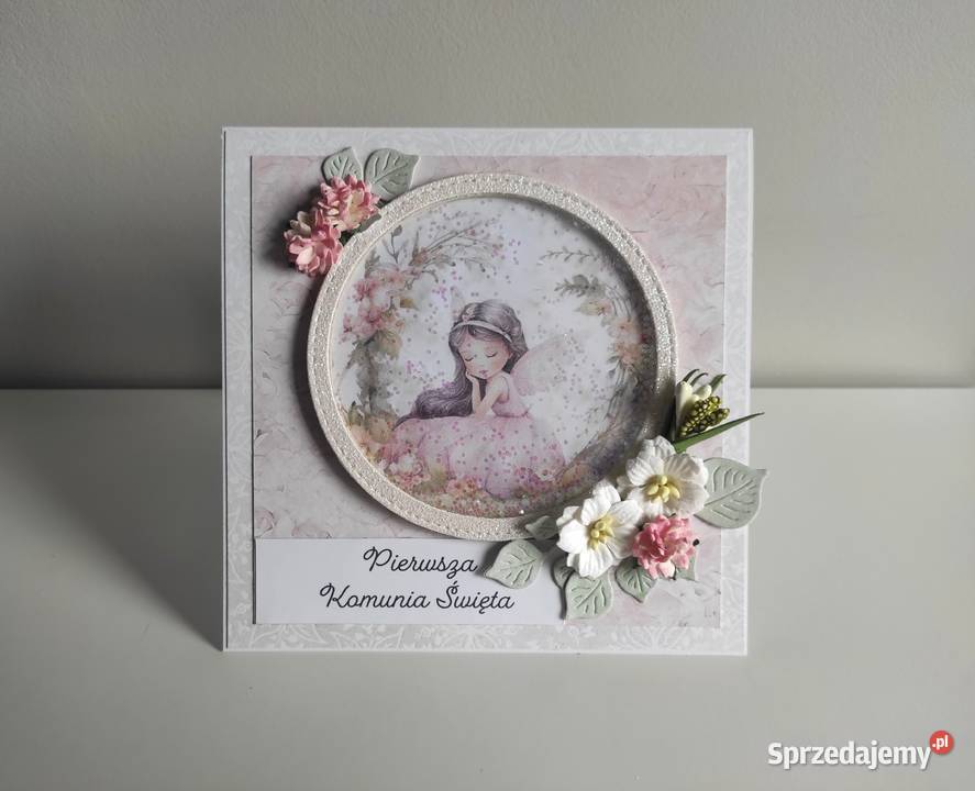 Kartka ręcznie robiona na Komunia Święta z Łódź