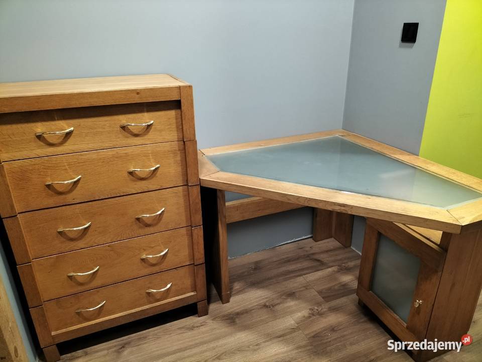 Meble dębowe biurko i komoda Mściszewice